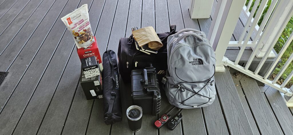 Items are packed and ready to be loaded into the Mokes