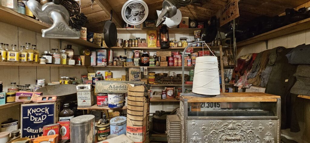 An image of an interior of a old 1800s store, setup in a museum